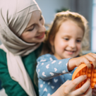 Mother and child play with sensory fidget toy