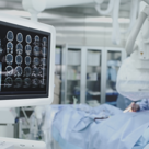 Advanced technology, collection of patient tests on the monitor during surgery.