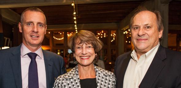 Andrew Rudd (right) and his wife, Virginia, with Professor Gordon Harold - director of the Rudd Centre